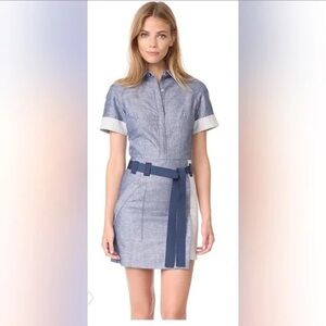 Grey by Jason Wu denims chambray dress 8 cotton linen pockets casual blue shirt
